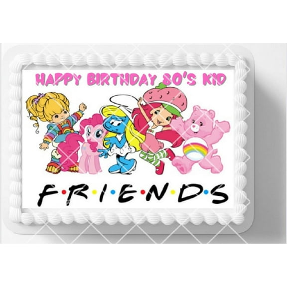 80's Kid Image Edible Cake Topper I Love the 80's Icons  Birthday Cake Decoration Edible Rainbow Brite Photo Paper For 1/4 to 1/2 sheet Cake 10" by 8" rectangle