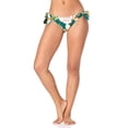 thumbnail image 3 of STUDIO ANN COLE Women's Green Tropical Print Stretch Low-Rise Tie Sides Moderate Coverage Bikini Swimsuit Bottom S, 3 of 3