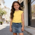 thumbnail image 6 of LJEFF Girls Short Sleeve Ruched T Shirts, Drawstring Casual Crew Neck Soft Summer Tops for Kids Yellow Size 10 T, 6 of 9