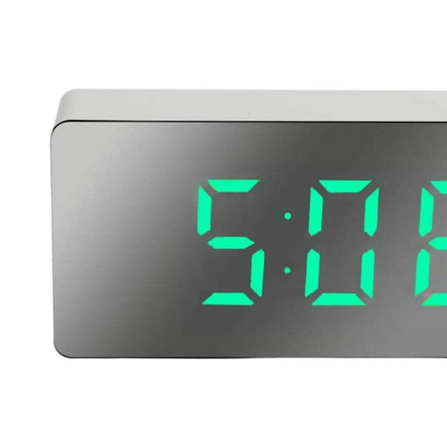 Réveil Numérique Grande Date USB Charge Alarme Numérique LED Température Charge Snooze Temps 3'' Table Horloges Décoration Vert