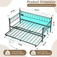 thumbnail image 3 of Eastvita Twin Daybed with Trundle, Metal Daybed Frame with LED Lights & Charging Station, Pull-Out Trundle Bed with USB Ports, Space-Saving, Black, 3 of 8