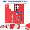 thumbnail image 5 of Dteck Crossbody Wallet Case for Samsung Galaxy S23 Ultra,Magnetic Leather RFID Blocking Card Slots Pocket Case Shockproof Rubber Kickstand Cover with Shoulder Strap,Red, 5 of 8