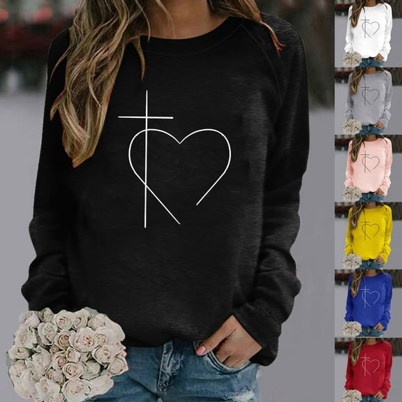 FRSASU Women's Casual Round Neck Shirt Spring and Autumn Long Sleeve Printed top T-Shirt Shirt Yellow