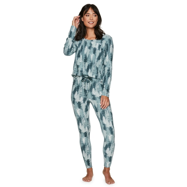 Avalanche Women's Pines Landscape Waffle Knit Thermal Pajama Set