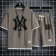 thumbnail image 2 of Conjunto de ropa deportiva de gimnasio para hombre, tejido de punto, secado rápido, camiseta y pantalones cortos casuales de alta calidad, dos piezas falsas de moda de verano, conjunto de 2 piezas, 20, 2 of 4