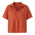 thumbnail image 6 of cfhntfmh Womens Tops Summer Half Sleeve Collared V Neck T-Shirts Zipper Loose Casual Workout Shirts Solid Color Clothes, 6 of 6