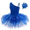 thumbnail image 5 of IBTOM CASTLE Kid Girls Sequins Flower One Shoulder Ballet Dance Dress Sleeveless Ruffle Tutu Skirted Leotard Ballerina Dancewear Outfit, 5 of 11