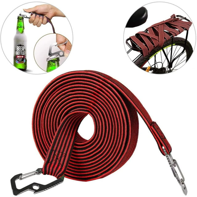 Corde élastique pour bagages, cordon élastique universel très résistant avec crochet en acier au carbone, convient pour vélos, voitures électriques,2 mètres (rouge)