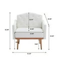 thumbnail image 7 of Leather Accent Chair, Upholstered Single Sofa Chair Leisure Comfy Armchair for Living Room, Mid Century Chair with Rose Golden Metal Legs Tufted Reading Chair for Bedroom Office (White, PU), 7 of 7
