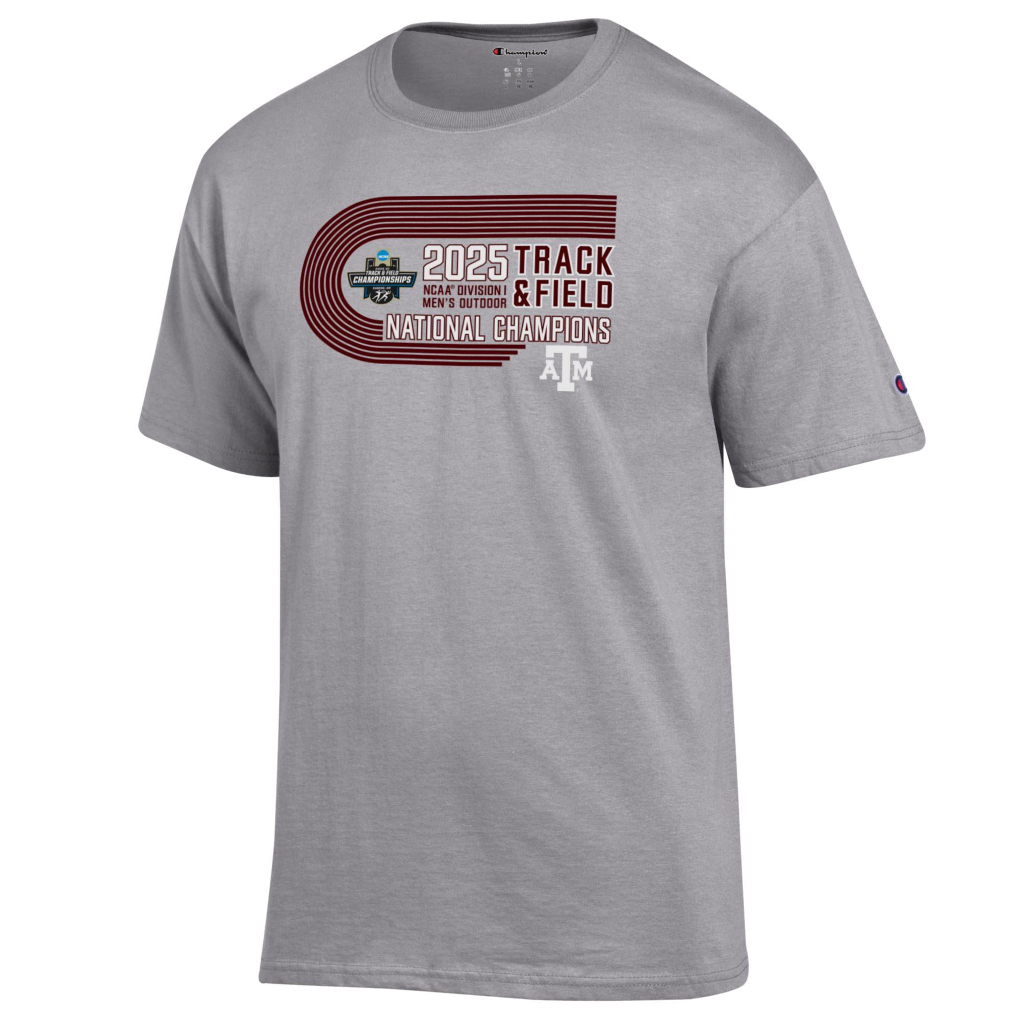 Unisex Champion  Gray Texas A&M Aggies 2025 NCAA Men's Outdoor Track and Field National Champions T-Shirt