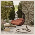 thumbnail image 4 of LeisureMod Hanging Swing Chair Two-Person Seater Egg Chair Brown Frame in Teardrop Design with Armrest Removable Zippered Washable Polyester Cushion Cover for Indoor and Patio Recluse Collection, 4 of 11