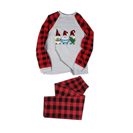 

Aompmsdx Matching Family Pajamas Sets Christmas Plaid Printed Long Sleeve Sleepwear Tee And Bottom Loungewear (Mom)Family Christmas Pajamas