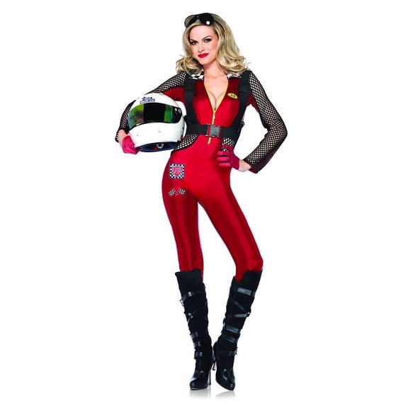 Leg Avenue Women's 2 Piece Pitstop Penny Costume, Red, Small