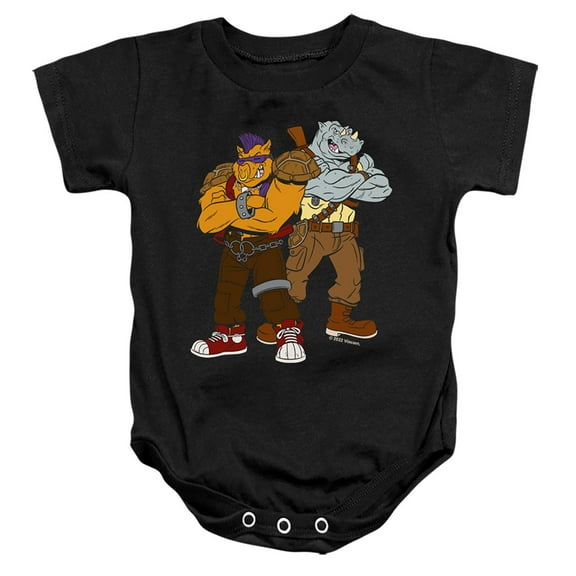 TMNT Bebop And Rocksteady Unisex Infant Snap Suit for Baby (12 Months) Black