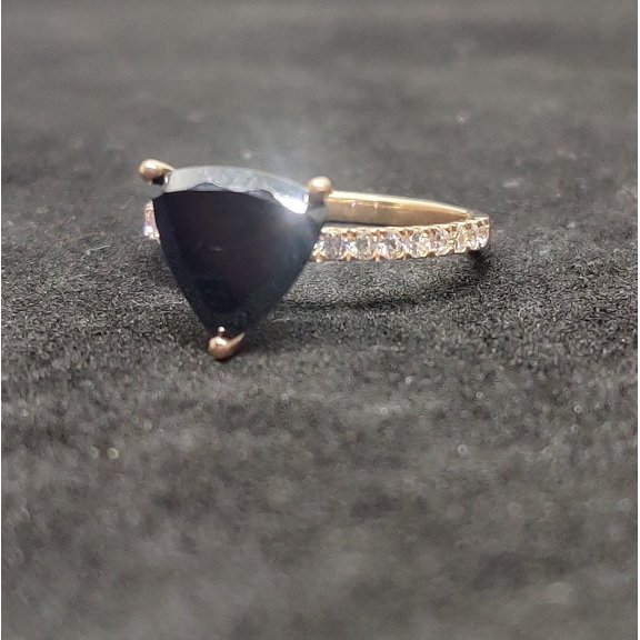 2.0 CT trilliant Cut Black Diamond Engagement Ring With 14kt Rose Gold Over Silver,Wedding Ring,Anniversary Ring, Handmade Ring,Gift For Her
