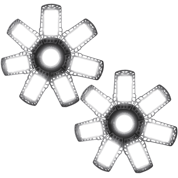 Garage Lights, 2 Pack Super Bright 38000LM LED Garage Ceiling Light, 300W LED Shop Lights with 7 Deformable Panel, Basement Barn Ceiling Lights for E26/E27