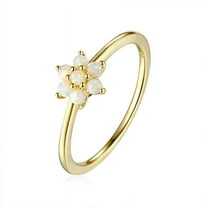 Dainty Opal Ring, Opal Stacking Ring, White Opal Yellow Color 925 Sterling Silver Engagement Ring