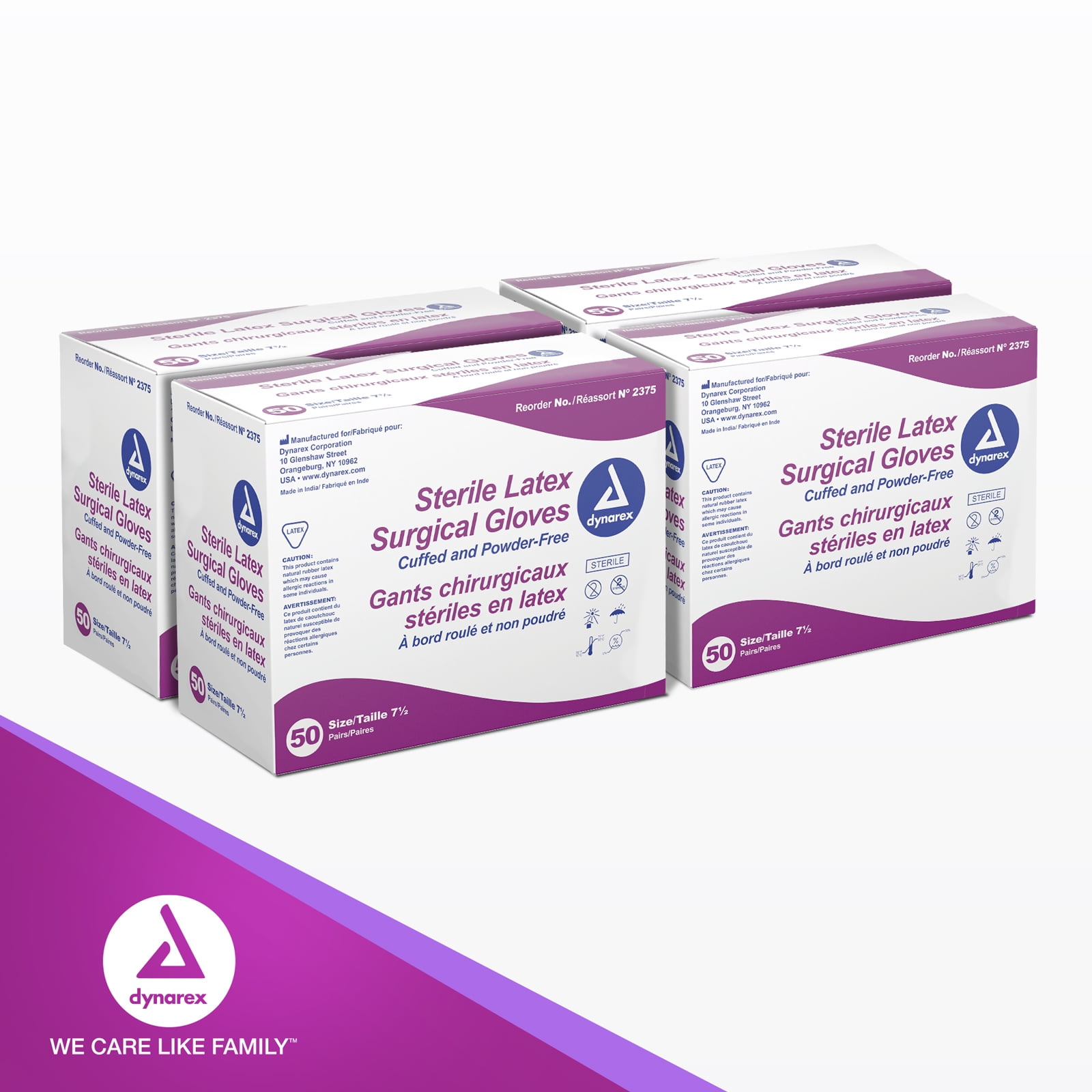 Dynarex Sterile Disposable Latex Surgical Gloves, Powder-Free, Sterilely Packaged in Pairs, Healthcare, Veterinary Clinic, and Cleaning Use, Bisque Color, Size 7.5, 1 Case of 200 Pairs of Gloves