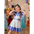 thumbnail image 4 of RUINIXCW Girl Alien Metallic Dress Antenna Headband and Rainbow Glasses, 3 Piece Robot Cosplay Set for Halloween Party, 4 of 8