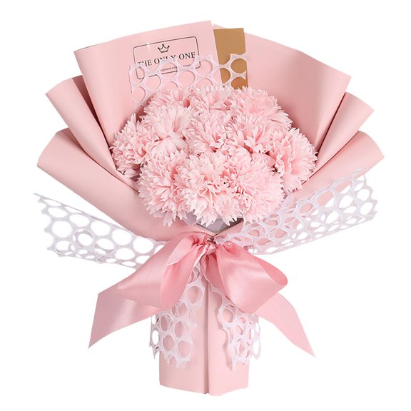 Fiaya Women Preserved Flower Bouquet, 1Pc Artificial Soap Rose Carnation Bouquet, Fake Flowers Gift for Mother's Day Anniversary Engagement Wedding, 11Flower (A)