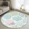 thumbnail image 2 of Round Rugs 3.3 Ft, Ocean Coastal Non Slip Area Rugs for Kitchen Bedroom Entryway, Sage Green Turquoise Coral Shell Starfish Washable Carpet Runner Rug Floor Mats for Bedroom Home Decor, 2 of 9