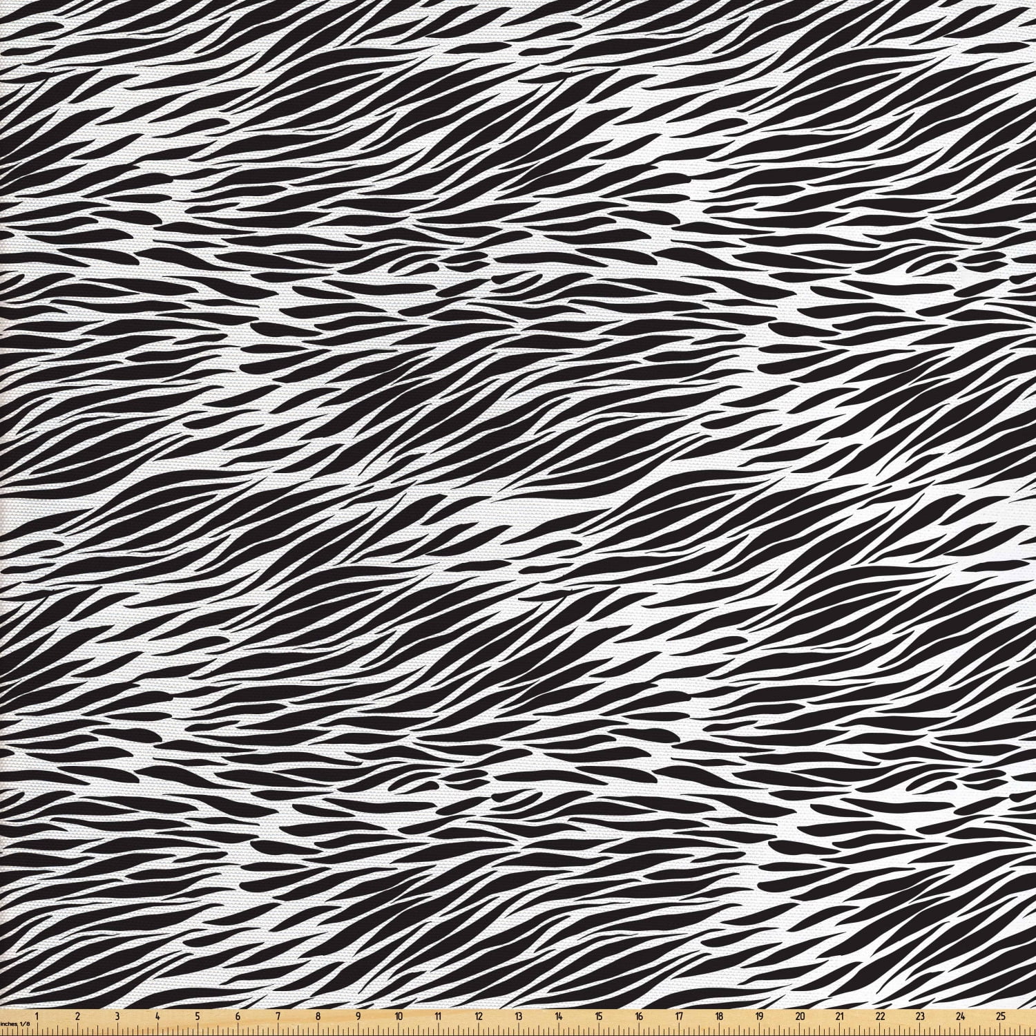 Zebra Print Fabric by The Yard, Black and White Hand Drawn Animal Skin Camouflage Illustration