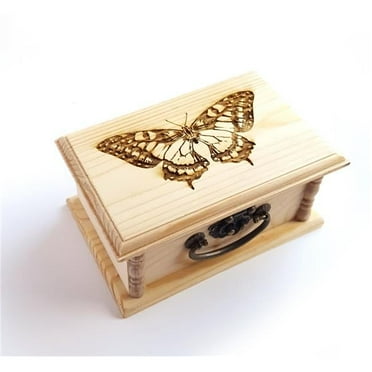 Butterfly Engraved Wooden Box