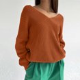 thumbnail image 4 of Lindreshi Sweaters for Women Trendy Clearance Fashion Women's Casual Long Sleeved Solid Hedging Knitting V-Neck Sweater, 4 of 9
