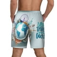 thumbnail image 4 of Goofa Let's go Travel Around the World Printed Men's Swim Trunks Board Shorts Quick Dry Mens Swimming Trunks with Compression Liner,Breathable Fit Hawaii Beach Shorts-Large, 4 of 9