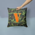 thumbnail image 2 of Letter V Monogram - Camo Green Fabric Decorative Pillow, 2 of 4