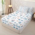thumbnail image 2 of jejeloiu Cute Ocean Cat Print Zipper Twin Comforter Sets with Fitted Sheet and 2 Pillowcases For Girls,Whale Jellyfish Pattern Zipper Bedding Set,Blue White,Pink Reversible,4-Piece, 2 of 7
