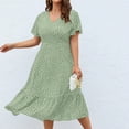 thumbnail image 2 of Puyaiuu New Summer Dresses for Women 2025 Loose V-Neck Short Sleeve Mid-Length Dress Skin-Friendly Beach Dresses for Women Print Womens Summer Dresses, 2 of 4