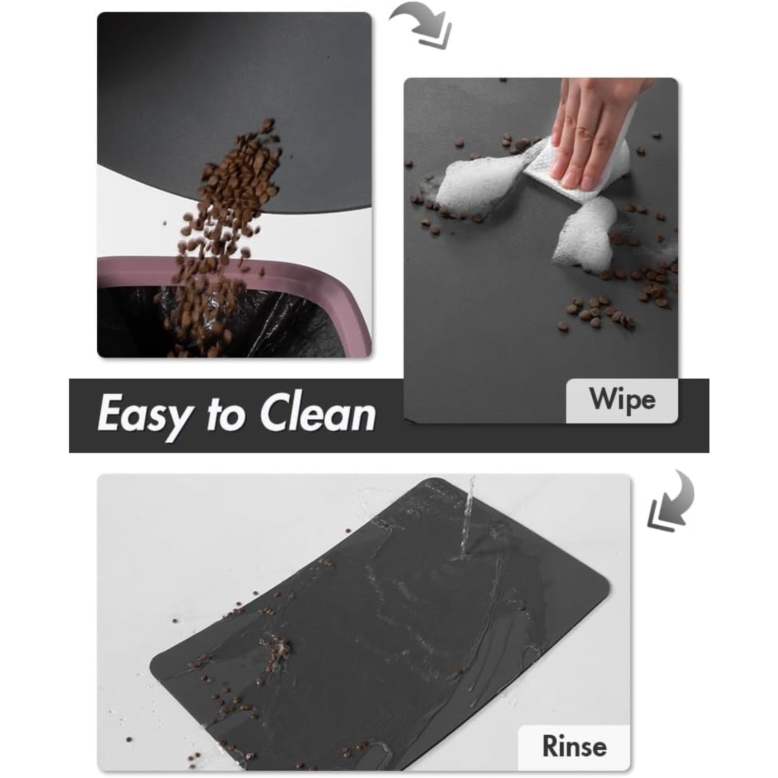 15° Raised Ceramic Cat Bowls, Anti-Vomiting Tilted Double Bowls with Absorbent Waterproof Pet Feeding Mat