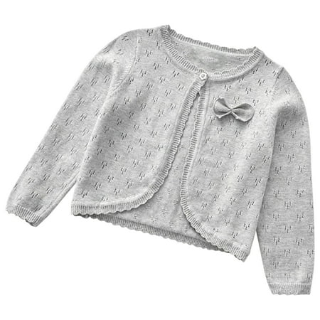 AherBiu Baby Girls Clothing Long Sleeve Fall Open Front Newborn Cardigan Cute Crewneck Infant Shrugs