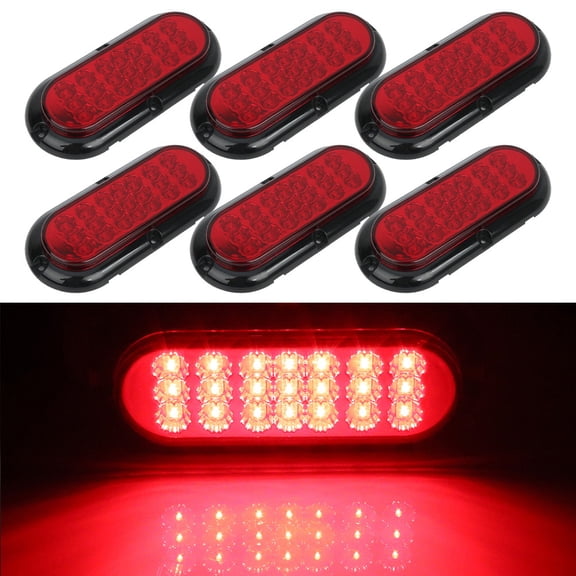 ECCPP Universal 6Pack 6â€ 21 Leds Red Stop Turn Signal Lamp Side Marker Truck Trailer LED Light fit for Truck Pickup Boat SUV Trail LED Side Marker Light