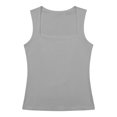 thumbnail image 4 of Women's Square Neck Sleeveless Double-Layer Tank Tops Basic Tight T Shirts, 4 of 5