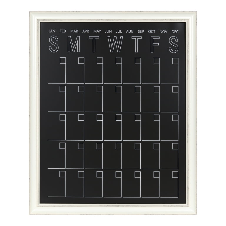 Kate and Laurel Macon Framed Magnetic Chalkboard Monthly Calendar, 27x33,  Antique White - Walmart.com