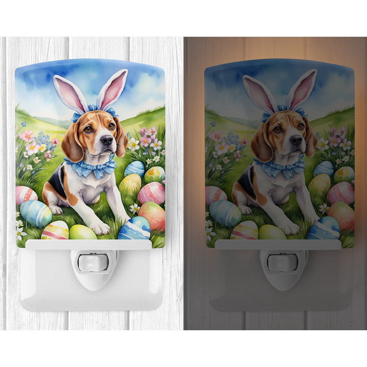 Beagle Easter Egg Hunt Ceramic Night Light 4 in x 6 in