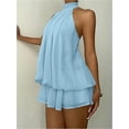 thumbnail image 2 of Dresses for Women Chiffon Halter Wedding Guest Dresses Ruffle Summer Mini Dress Formal Dresses for Women Color Blue Size M, 2 of 6