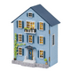 thumbnail image 1 of Casita De Muñeca Miniatura Bloque Construcción Madera azul, 1 of 5