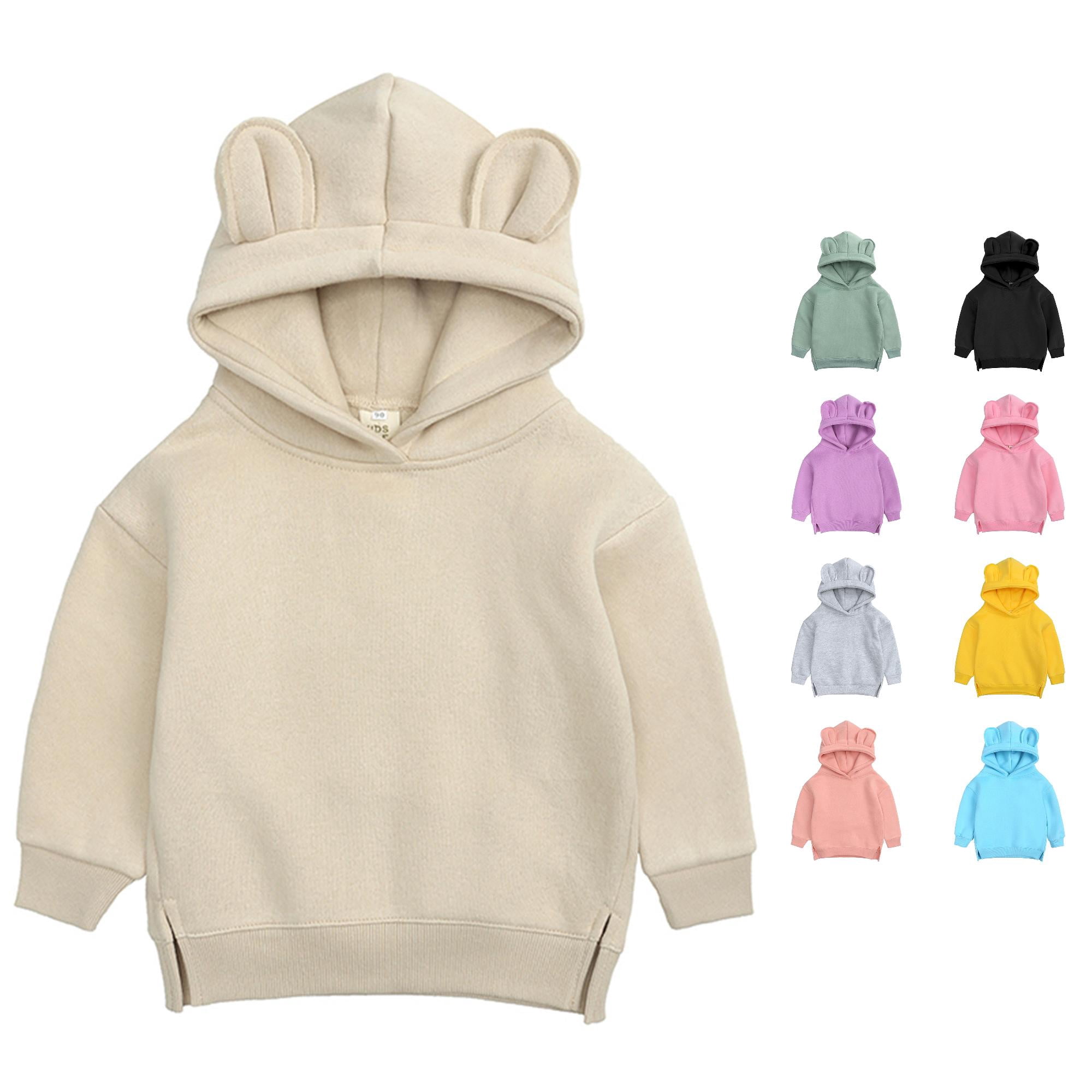 XAOFW Boys Hoodie Long Sleeve Solid Color Hooded Knit Sweatshirts With Warm Soft Fuzzy Interior Hoodie For Boys Kids Teens Soft Tops 7-8 Years