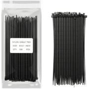 8 Inch Black Nylon Cable Zip Ties Self Locking Pack of 100