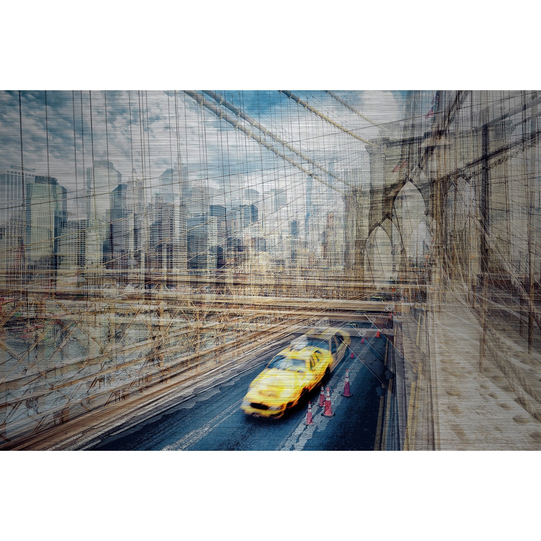 "The East River" Painting Print on Brushed Aluminum