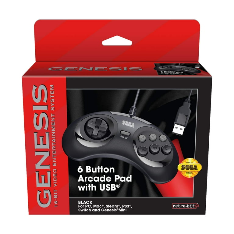 SEGA Genesis 6 Button Arcade Pad with USB - Gamepad - 6 buttons