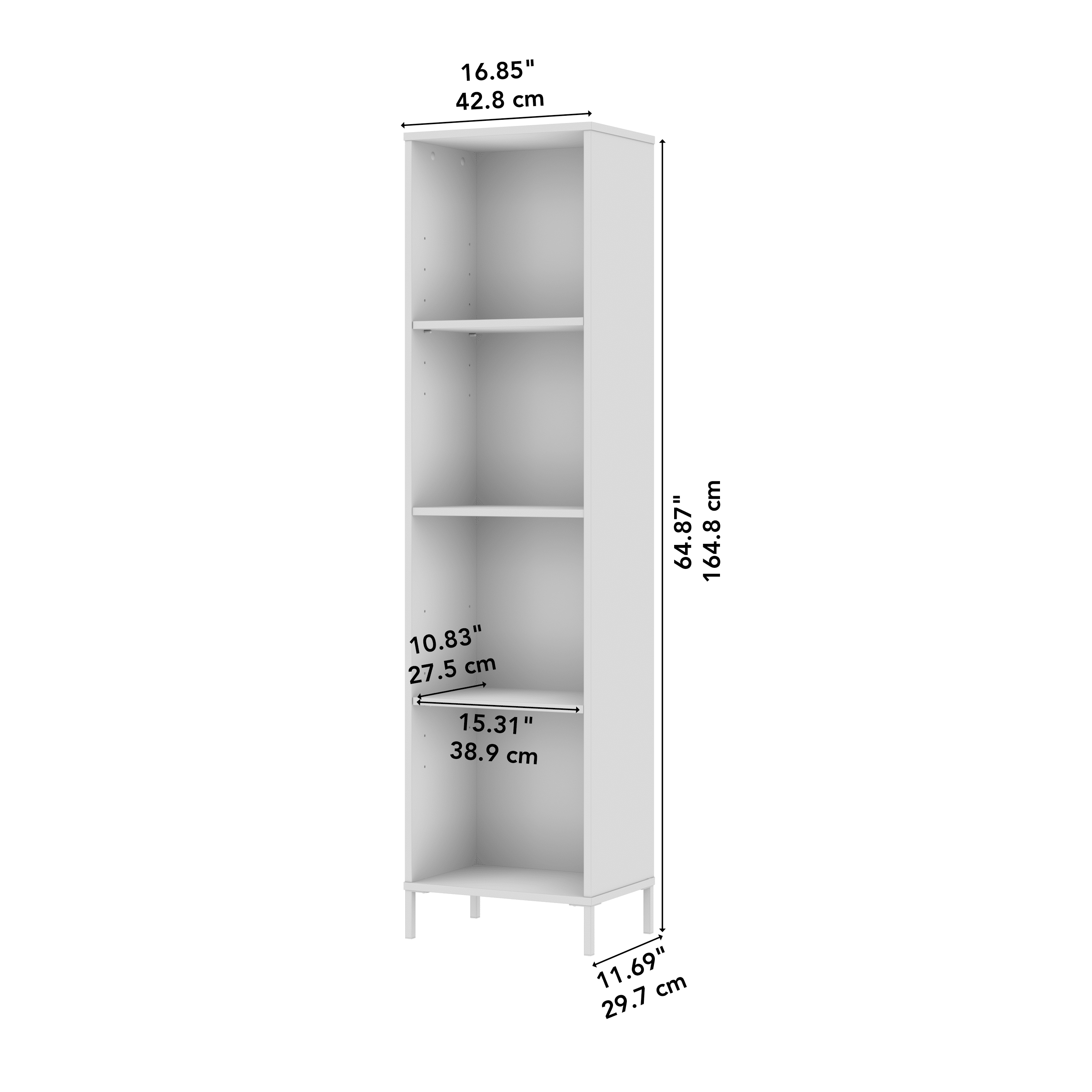 Bush Furniture Soho Narrow Bookcase in White