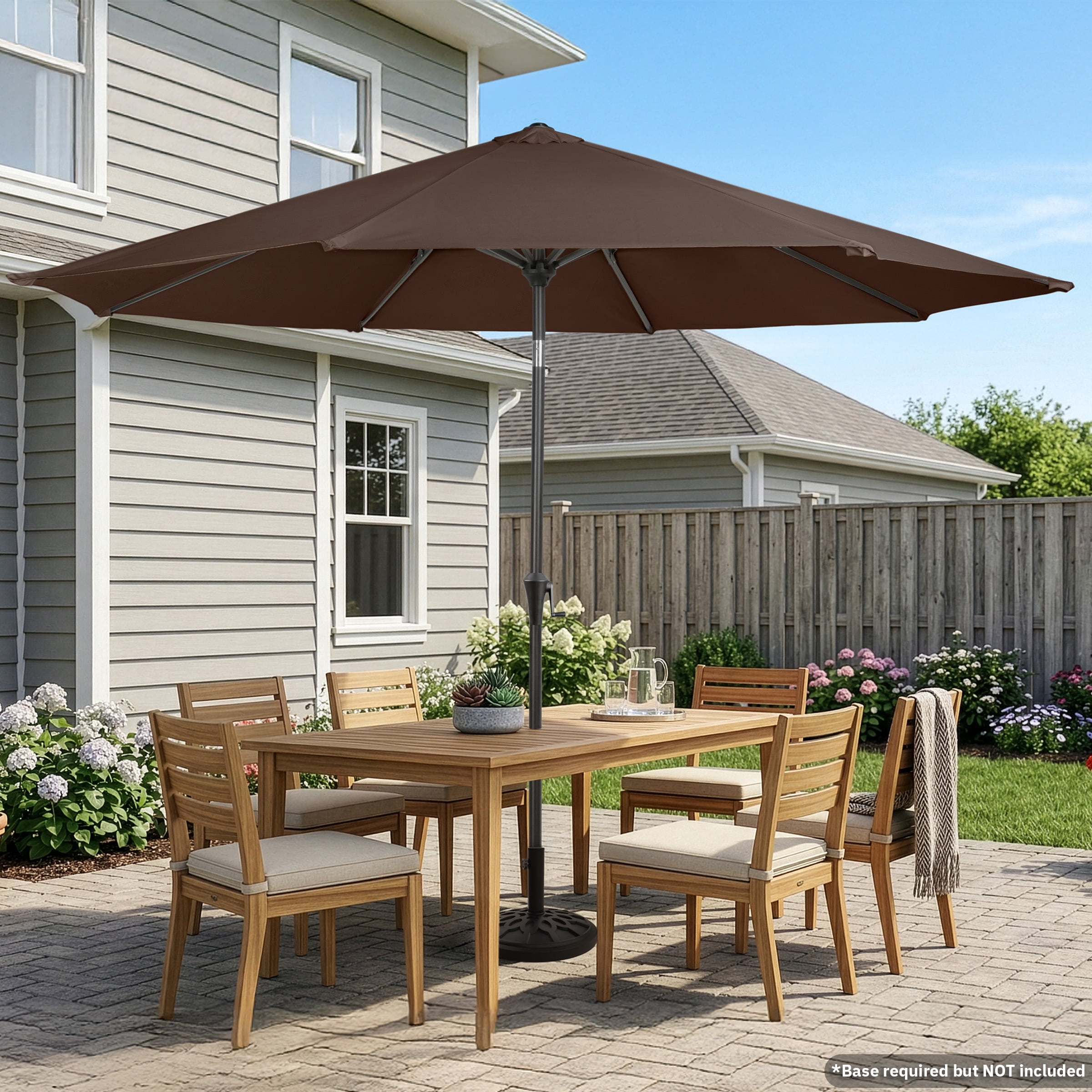 Villacera 9FT Outdoor Patio Umbrella Shade with Auto Tilt, Brown