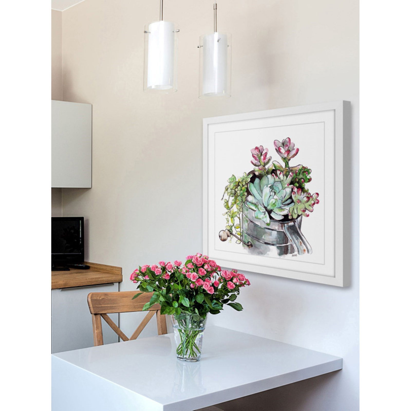 Marmont Hill "Succulents" by Rachel Byler Framed Painting Art Print