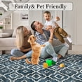 thumbnail image 6 of GlowSol 2'x6' Hallway Kitchen Runner Rug Modern Moroccan Geometric Rug Non-Slip Low Pile Bedsides Runner for Laundry Room, Blue, 6 of 7