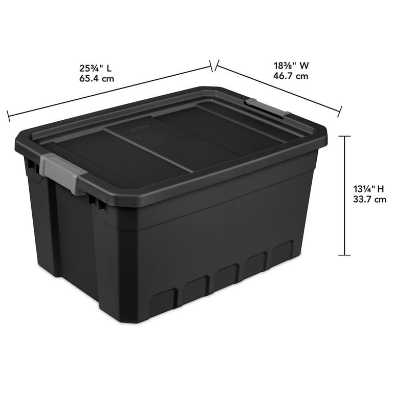 Sterilite 19 Gal Rugged Industrial Stackable Storage Tote with Lid, 6 Pack