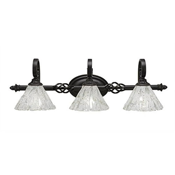 Toltec Lighting 163-DG-7195 Elegante 3 Light Bath Bar Shown In Dark Granite Finish With 7 Italian Ice Glass